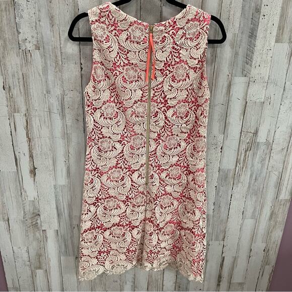 Eliza J Pink Brocade Overlay Lace Sheath Dress - Picture 6 of 9